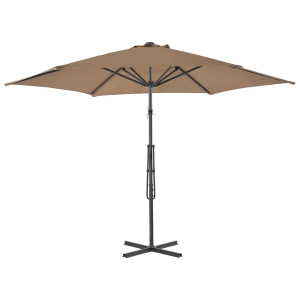 vidaXL Parasol met stalen paal 300 cm taupe