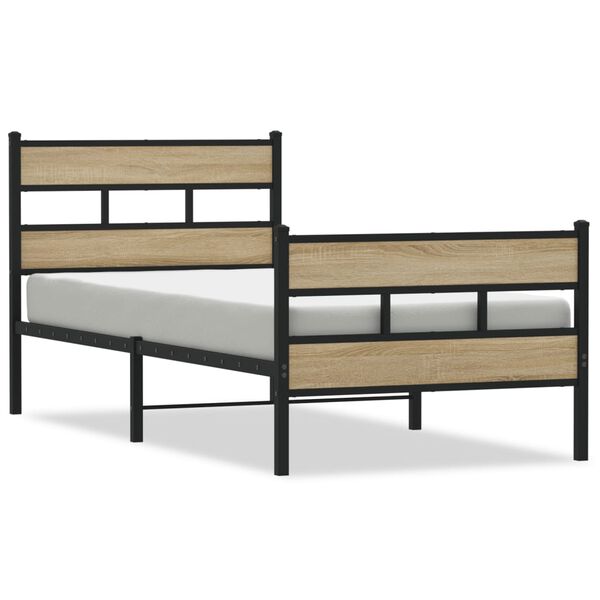 vidaXL Bedframe zonder matras metaal sonoma eikenkleurig 90x190 cm