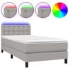 vidaXL Boxspring met matras en LED stof lichtgrijs 80x200 cm