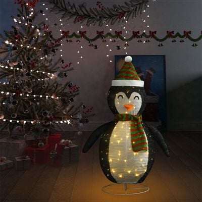 vidaXL Kerstpinguïn decoratief LED 120 cm luxe stof