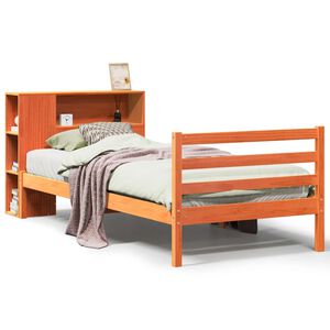 vidaXL Bed met boekenkast zonder matras hout wasbruin 100x200 cm