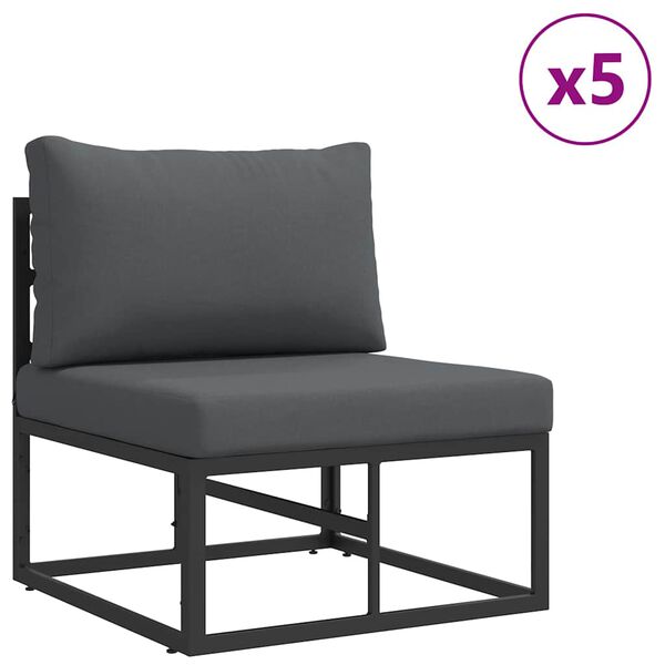 vidaXL Tuin Sofa Set met kussen 8 pcs Zwart Aluminium