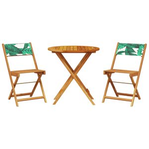 vidaXL 3-delige Bistroset bladpatroon stof en massief hout