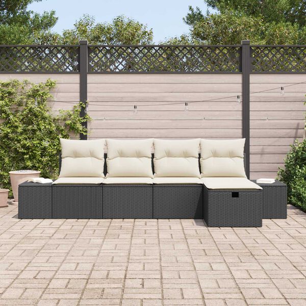 vidaXL Bankstel met kussen 5 pcs poly rattan