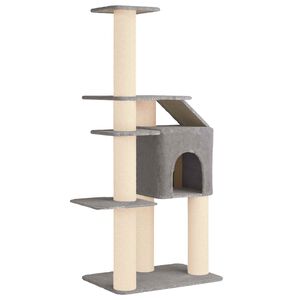 vidaXL Kattenboom met sisal krabpalen Lichtgrijs 183 cm