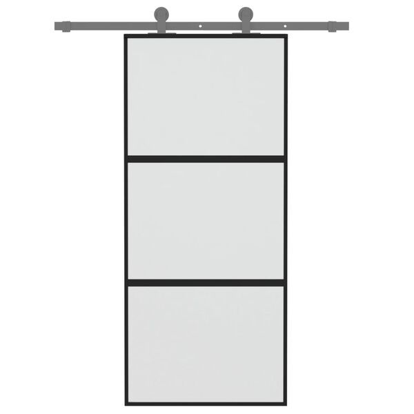 vidaXL Schuifdeur 90x205 cm gehard glas en aluminium zwart