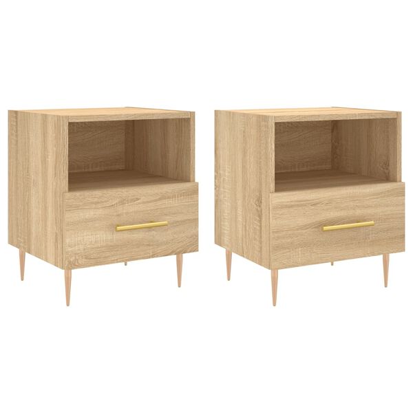 vidaXL Nachtkastjes 2 st 40x35x47,5 cm bewerkt hout sonoma eikenkleur