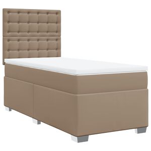 vidaXL Boxspring met matras kunstleer cappuccinokleurig 90x190 cm