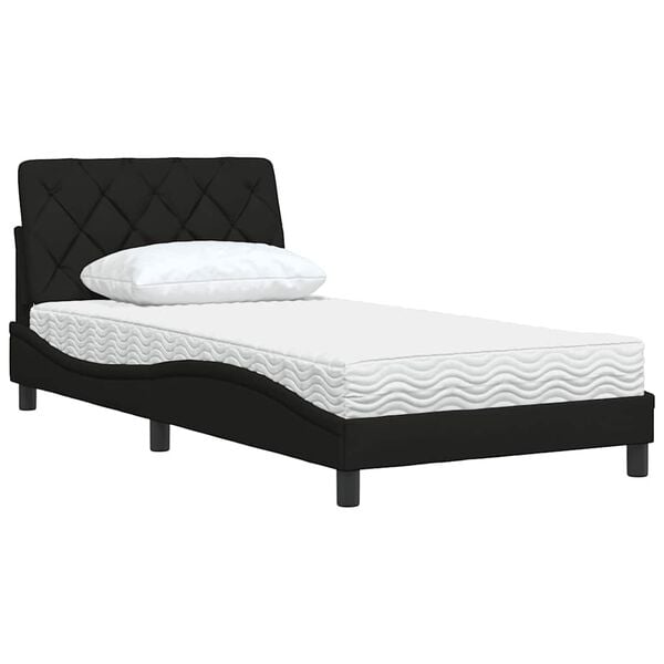 vidaXL Bed met matras stof zwart 100x200 cm