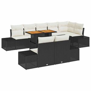 vidaXL Tuinbankenset 9 st Zwart poly rattan