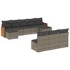 vidaXL 10-delige Loungeset met kussens poly rattan grijs
