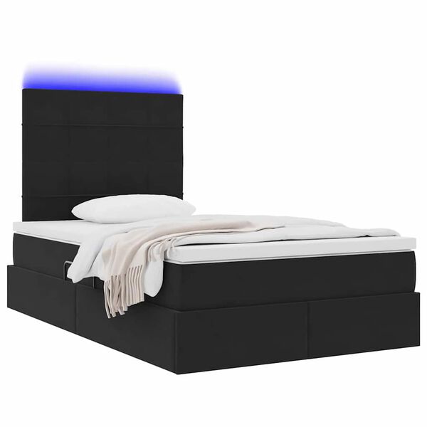 vidaXL Opbergbed met LED met matras met LED Zwart 120 x 200 cm Fluweel