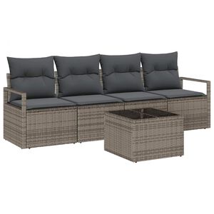 vidaXL Bankstel 5 st 4-Aantal zitplaatsen Grijs poly rattan