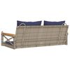vidaXL Schommelbank met kussens 109x62x40 cm poly rattan grijs