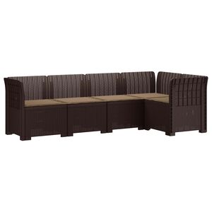 vidaXL 5-Zits Tuin Sofa met Kussens Rattan Look PP Bruin