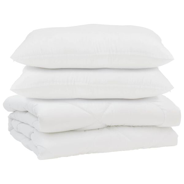 vidaXL Dekbed met kussen 3 pcs Wit Microfibre