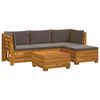 vidaXL Buiten bankenset met kussen 5 Stuk Bruin Massief Acaciahout