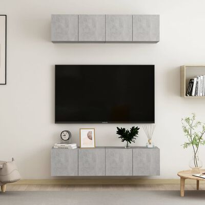 vidaXL Tv-meubelen 4 st 60x30x30 cm spaanplaat betongrijs