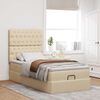 vidaXL Ottoman bed met matras en LED's 90x190cm stof cr&egrave;mekleurig