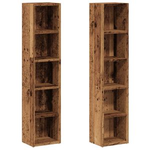 vidaXL Cd-kasten 2 st 21x16x93,5 bewerkt hout oud houtkleurig