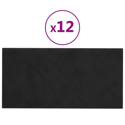 vidaXL Wandpanelen 12 st 0,54 m² 30x15 cm fluweel zwart