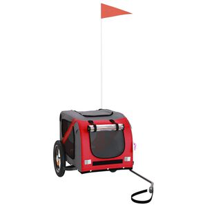 vidaXL Hondenfietstrailer oxford stof en ijzer rood en grijs