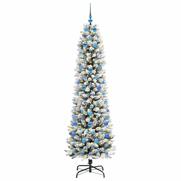 vidaXL Kunstkerstboom met 300 LED Wit 210 cm PVC en Metaal en Plastic
