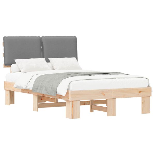 vidaXL Bedframe met Gevoerd Hoofdgedeelte Lichtgrijs 120 x 190 cm