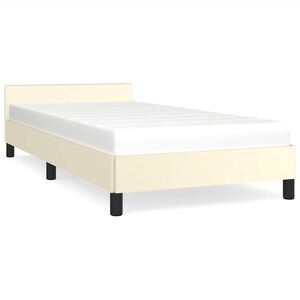 vidaXL Bedframe met hoofdeinde zonder matras 100x200 cm cr&egrave;mekleurig