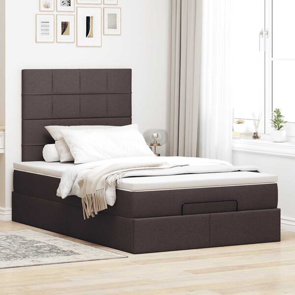 vidaXL Ottoman bed met matras en LED's 120x200cm stof donkerbruin