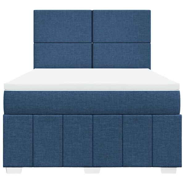 vidaXL Boxspring met matras stof blauw 140x200 cm