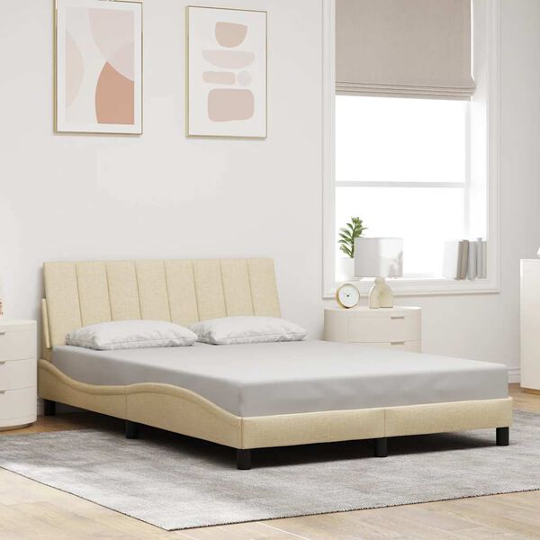 vidaXL Bedframe zonder matras "Hanko" 120x200 cm stof cr&egrave;mekleurig