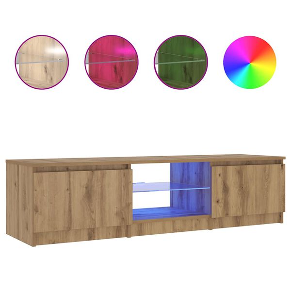 vidaXL Tv-meubel met LED 140x40x36 cm bewerkt hout artisanaal eiken