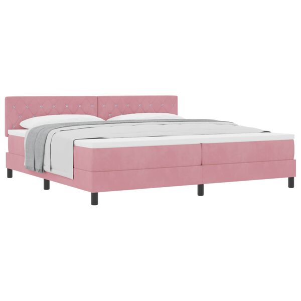 vidaXL Boxspringbed met matras Roze 200 x 200 cm Fluweel