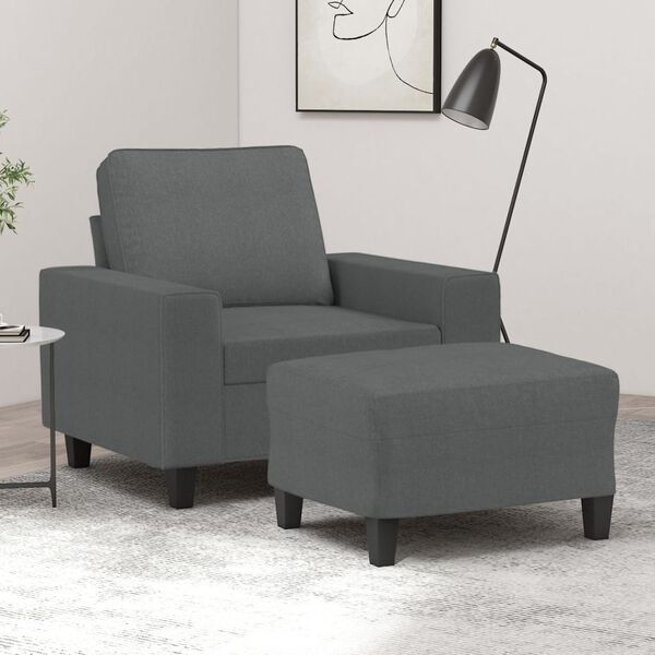 vidaXL Fauteuil met voetenbank 60 cm stof donkergrijs