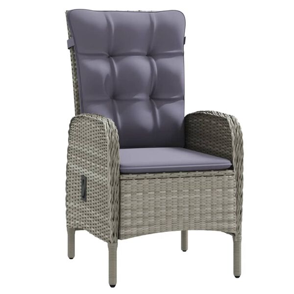 vidaXL 3-delige Tuinset met kussens grijs en zwart