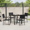 vidaXL Tuin eettafelset met kussen 5 pcs Zwart poly rattan