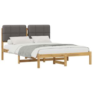 vidaXL Bedframe met gestoffeerd hoofdbord Whitewash en lichtgrijs