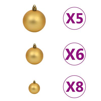 vidaXL Kunstkerstboom met verlichting en kerstballen 180 cm