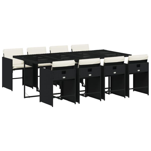 vidaXL 9-delige Tuinset poly rattan zwart