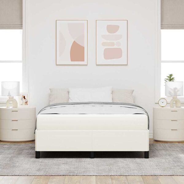 vidaXL Bedframe met matras Cr&egrave;me 160 x 200 cm Stof