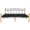 vidaXL Bedframe metaal en massief eikenhout zwart 200x200 cm
