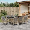 vidaXL Tuin eettafelset met kussen 9 pcs Beige poly rattan