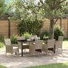 vidaXL Tuin eettafelset met kussen 7 pcs Beige poly rattan