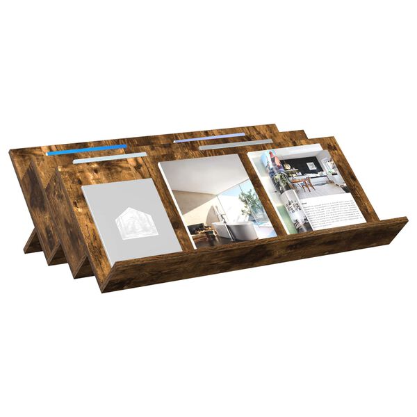 vidaXL Tijdschrift Rek Gerookt eiken 90 x 53 x 28,5 cm Bewerkt hout