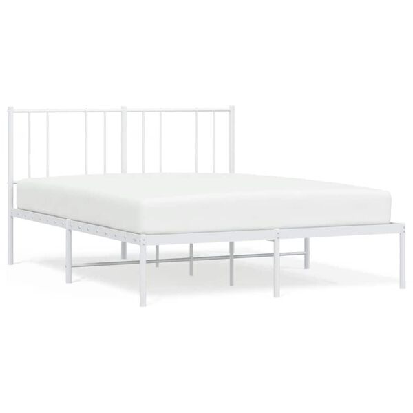 vidaXL Bedframe met hoofdbord metaal wit 120x200 cm