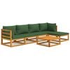 vidaXL 6-delige Loungeset met groene kussens massief hout
