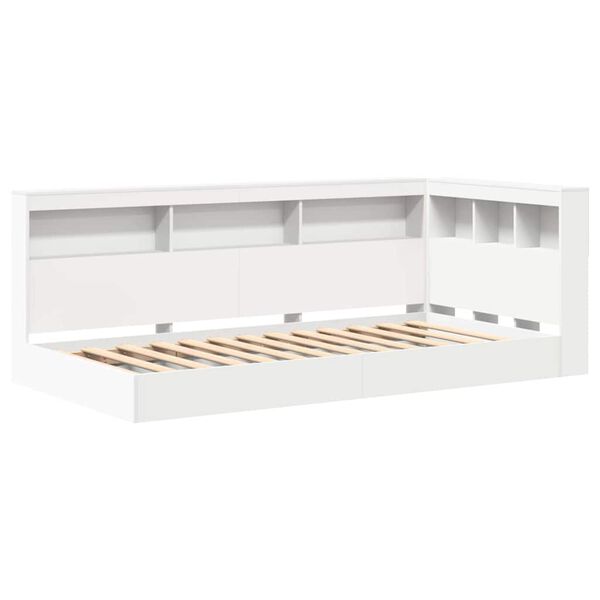 vidaXL Boekenkast Bed met hoofdeinde Wit 100 x 200 cm Bewerkt hout