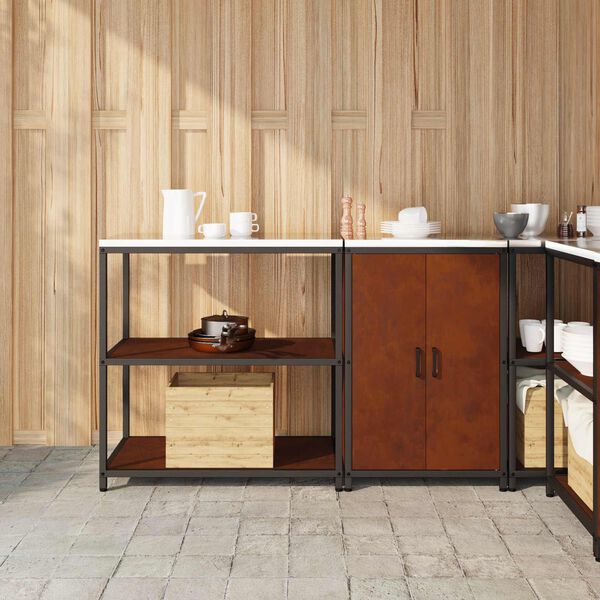 vidaXL Keukenopslag set met plank met opslag 2 pcs Roestig Cortenstaal