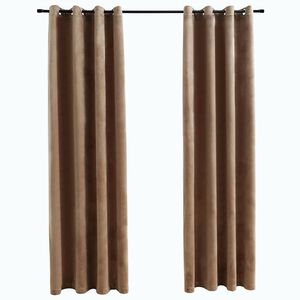 vidaXL Gordijn verduisterend met ringen 2 st 140x175 cm fluweel beige